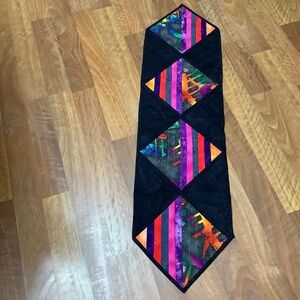 Colorful quilted REVERSIBLE Table  Runner  13.5x52”